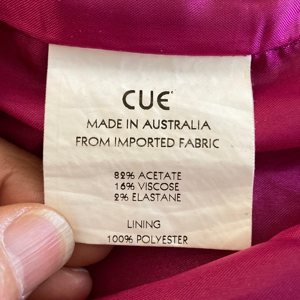 Vintage CUE hot pink stretch satin pencil Dress body-con - Picture 7 of 8